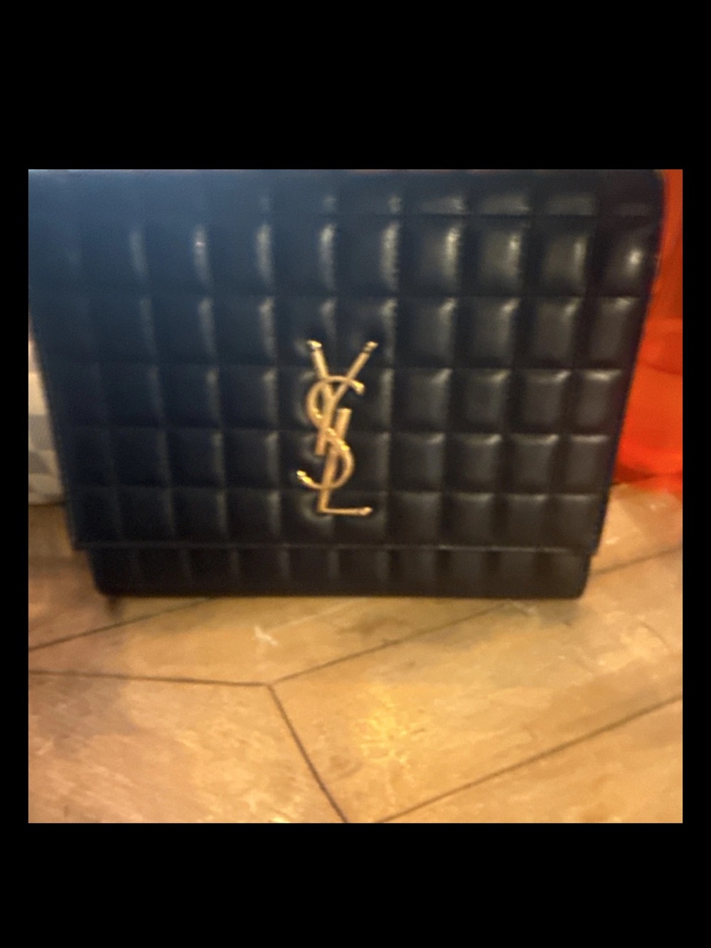 Saint Laurent Black Quilted Leather Shoulder Bag with Gold YSL Emblem